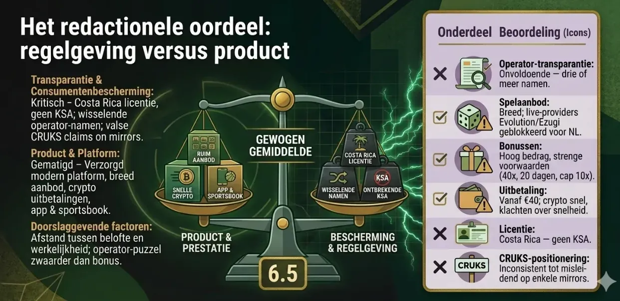 Eindoordeel Instasino review met scorekaart voor licentie en betrouwbaarheid