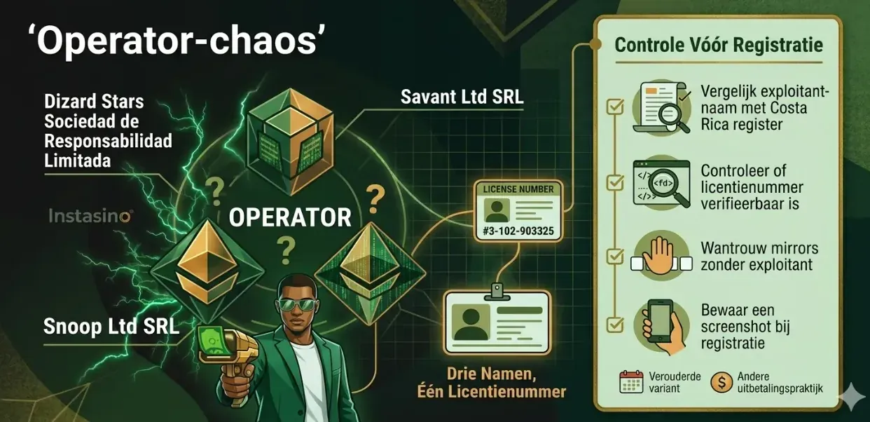 Operator-chaos bij Instasino — Dizard Stars Savant Ltd en SAVANT LIMITADA op een licentie
